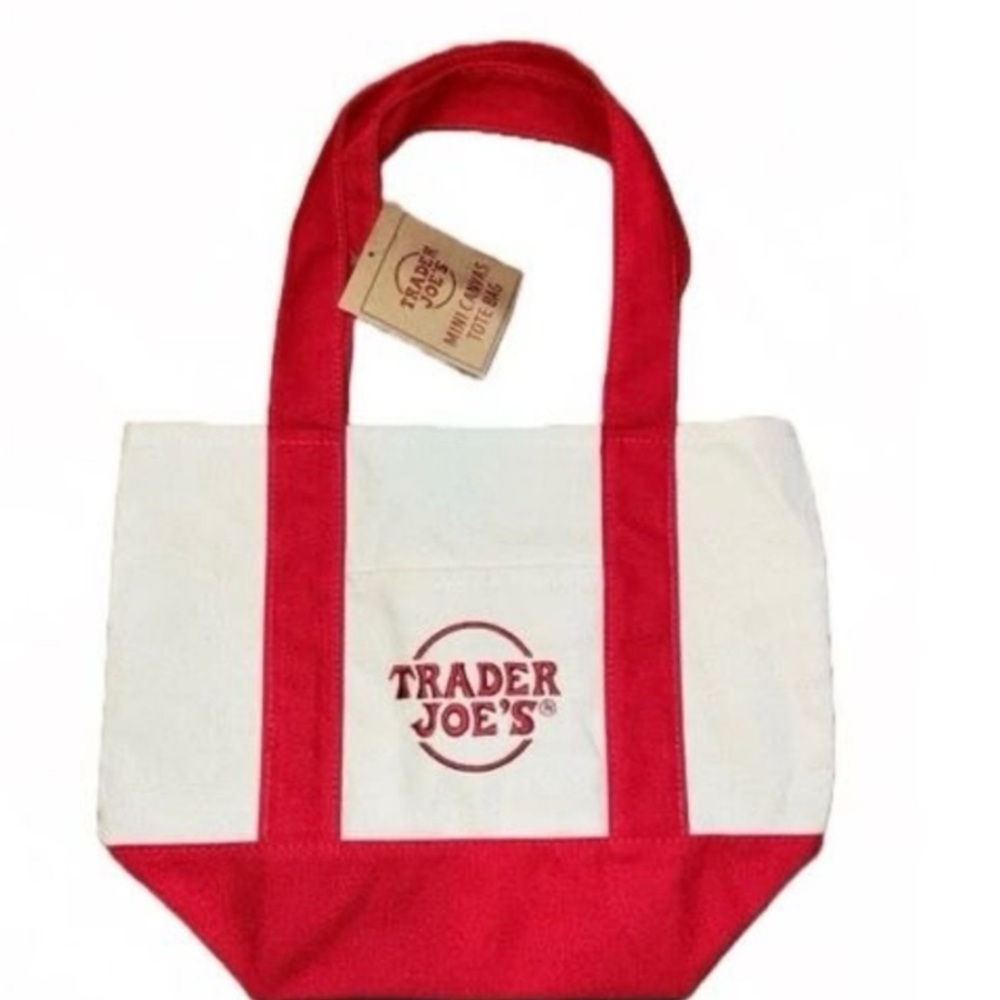 Trader Joe’s mini tote bag, red, NWT - Picture 3 of 3